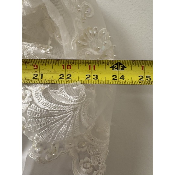 Vtg San Martin Wedding Dress Long Sleeve Train Lace Embroidered Tulle Sz 6/8 - Picture 13 of 16